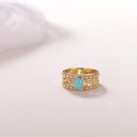 松の顔系列 日本k金 天然绿松石珍珠戒指